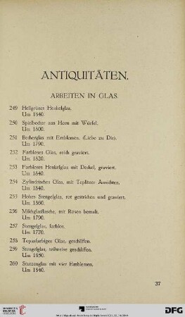 Antiquitäten (Nr. 249-643)