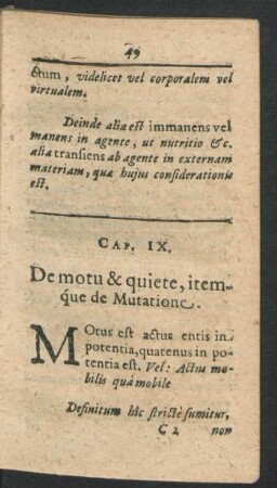 Cap. IX. De motu & quiete, itemque de Mutatione.