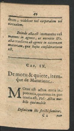 Cap. IX. De motu & quiete, itemque de Mutatione.