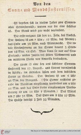 Von den Sonn- und Mondsfinsternissen