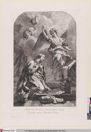 Salve, nec inde timor, gratia tu plena Maria Concipies salva Virginitate Deum [Die Verkündigung an Maria]