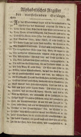 Alphabetisches Register der vorstehenden Gesänge.
