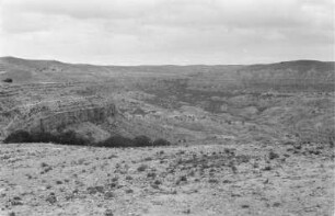 Landschaft bei Yafran : Blick in ein Kesseltal mit Feldern