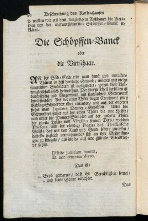 Die Schöpffen-Banck oder die Vierschaar.