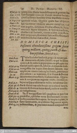 Dominica Christi Pascientis abundatissime gregem suum quinq[ue] millium, quinq[ue] panib. & duobus piscibus, Ioan. 6 v. 1