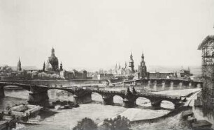 Dresden oberhalb der Augustusbrücke : Dresden oberhalb der Augustusbrücke. Radierung; ca. 51,5 x 84 cm, um 1904