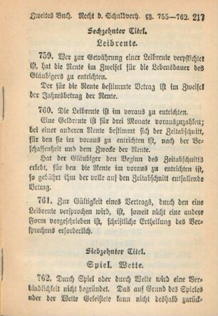 Siebzehnter Titel. Spiel. Wette
