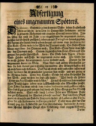 Abfertigung eines ungenannten Spötters