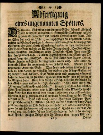 Abfertigung eines ungenannten Spötters