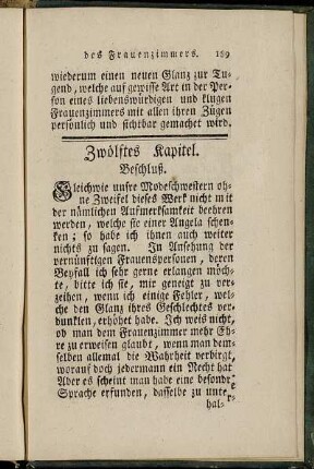 Zwölftes Kapitel. Beschluß.