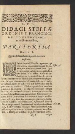 R. P. F. Didaci Stellae Ordinis S. Francisci, De Contemnendis mundi vanitatibus, Pars Tertia
