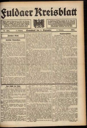 Zweite Ausgabe vom Samstag, den 09. September 1911.