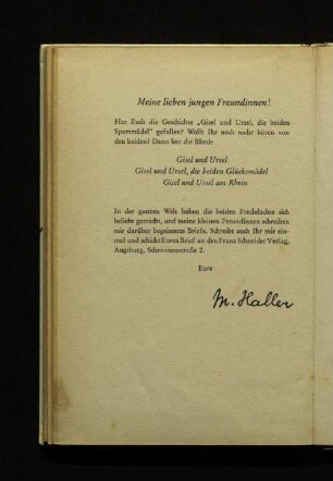 Meine lieben jungen Freundinnen!