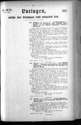 Anlage: ad No.21 (449-455), Vorlagen, welche den Zeitungen nicht mitgeteilt sind