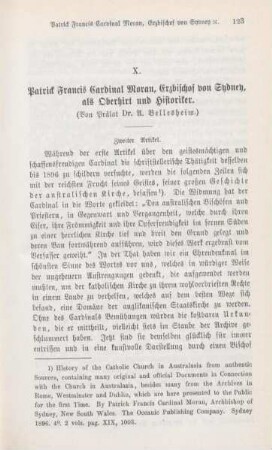 123-143 Patrick Francis Cardinal Moran, Erzbischof von Sydney, als Oberhirt und Historiker : II.