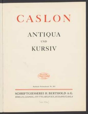 Caslon : Antiqua und Kursiv