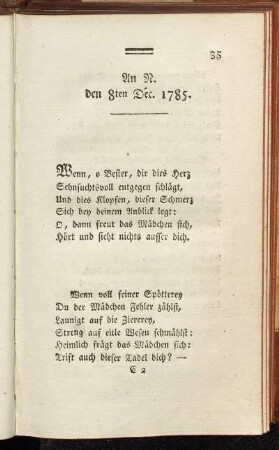 An R. den 8ten Dec. 1785.