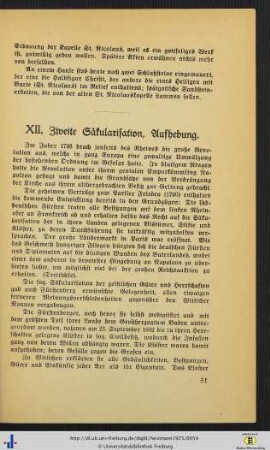 XII. Zweite Säkularisation, Aufhebung.