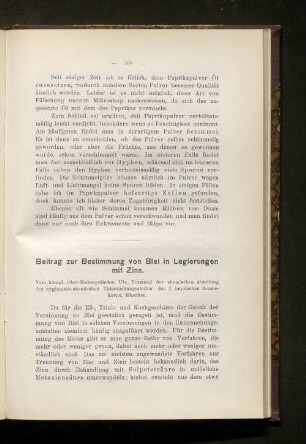 Beitrag zur Bestimmung von Blei in Legierungen mit Zinn.