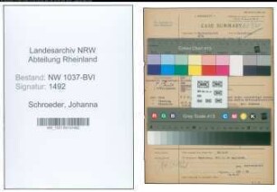 Entnazifizierung Johanna Schroeder , geb. 25.03.1892 (Lehrerin)
