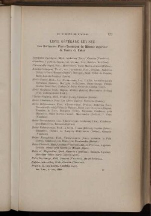 Liste Générale Revisée Des Mollusques Fluvio-Terrestres du Miocène supérieur du Bassin du Rhône