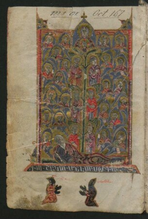 Illustration: Stammbaum Christi mit 28 Stammhäuptern
