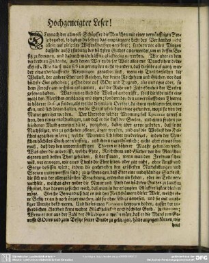 Hochgeneigter Leser!