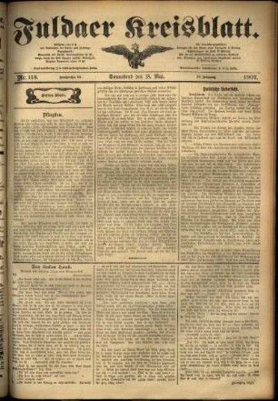 Erste Ausgabe vom Samstag, den 18. Mai 1907.