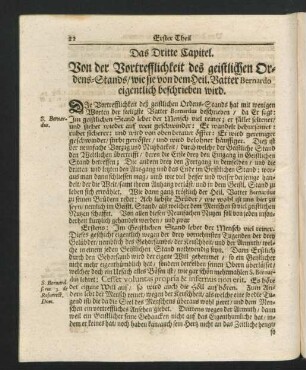 Das Dritte Capitel. Von der Vortrefflichkeit des geistlichen Ordens-Stands, ...
