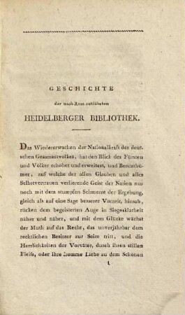 Geschichte der nach Rom entführten Heidelberger Bibliothek
