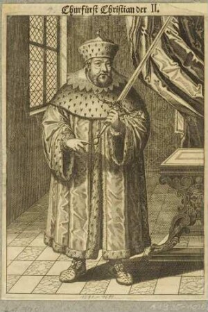Bildnis Christian II., Kurfürst von Sachsen, Ganzfigur, stehend, mit erhobenem Schwert