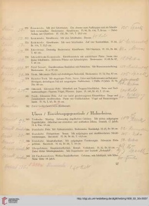 Uhren/Einrichtungsgegenstände/Holzarbeiten (Nr. 383-420)