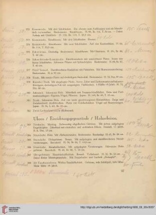 Uhren/Einrichtungsgegenstände/Holzarbeiten (Nr. 383-420)