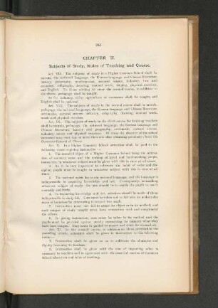 CHAPTER II. Subjects of Study, Rules of Teaching and Course.