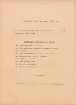 Inhaltsverzeichnis von Heft 30