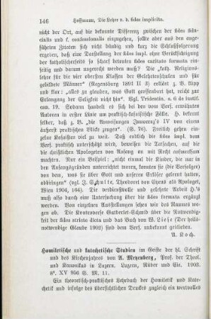 146-148 [Rezension] Meyenberg, Albert, Homiletische und katechetische Studien