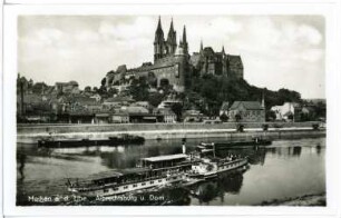 Meißen. Albrechtsburg u. Dom - Elbe m. Dampfer Meißen