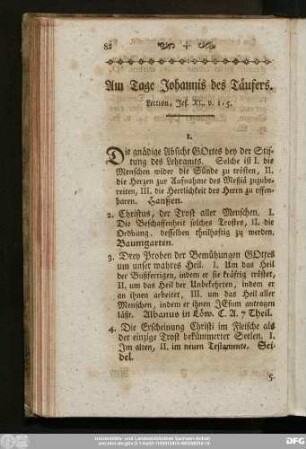 Am Tage Johannis des Täufers. Lection, Jes. XL. v. 1 - 5.