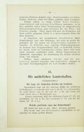 II. Die natürlichen Landschaften