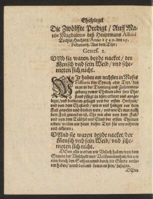 Die Zwölffte Predigt/ ...