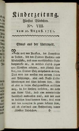 Nro. VIII. vom 20. August 1781