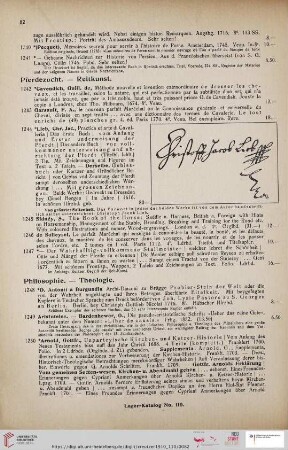 Philosophie. - Theologie (Nr. 1248 - 1336)