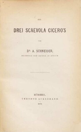 Die drei Scaevola Cicero's