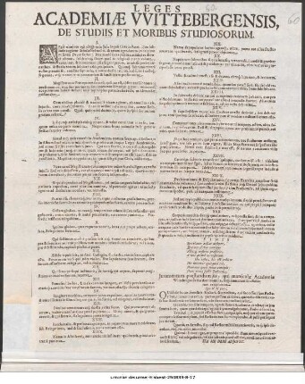 Leges Academiæ VVittebergensis, De Studiis Et Moribus Studiosorum