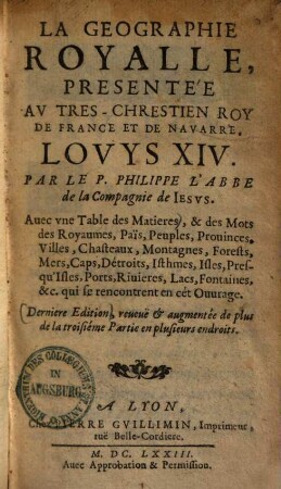 La geographie royalle : avec une table des matieres ...