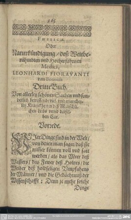 Dritte Buch. Von allerley schönen Sachen und sonderlich betreffende viel und mancherley Kranckheiten deß Menschlichen Leibs unnd derselben Cur