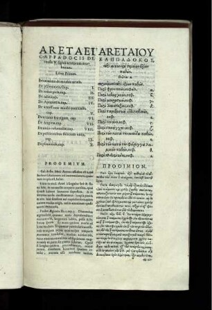 Aretaei Cappadocis De causis & signis acutorum morborum. Liber Primus