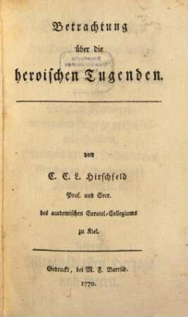 Betrachtung über die heroischen Tugenden