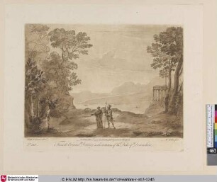 [Abendlandschaft mit der Cumäischen Sibylle, welche Aeneas zu den Schatten der Unterwelt führt.]