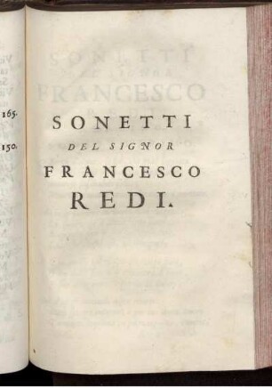 Sonetti Del Signor Francesco Redi.